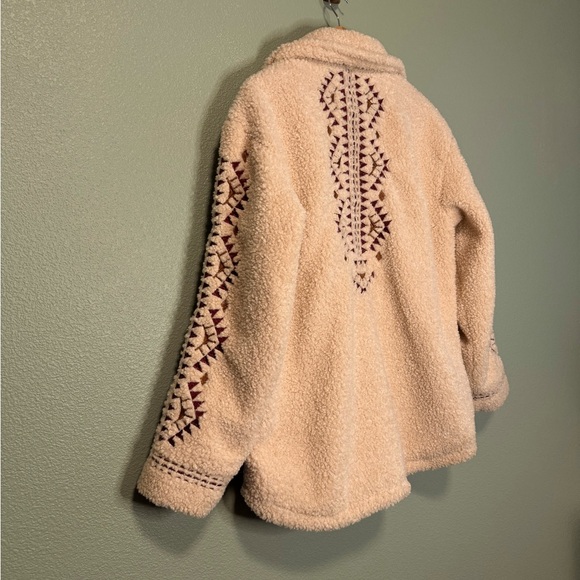 Driftwood Sheeba Shirt Jacket Large Embroidered Sherpa Shacket - Picture 4 of 9